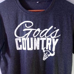 "God's Country" theme, black t-shirt is perfect for any woman T shirt L